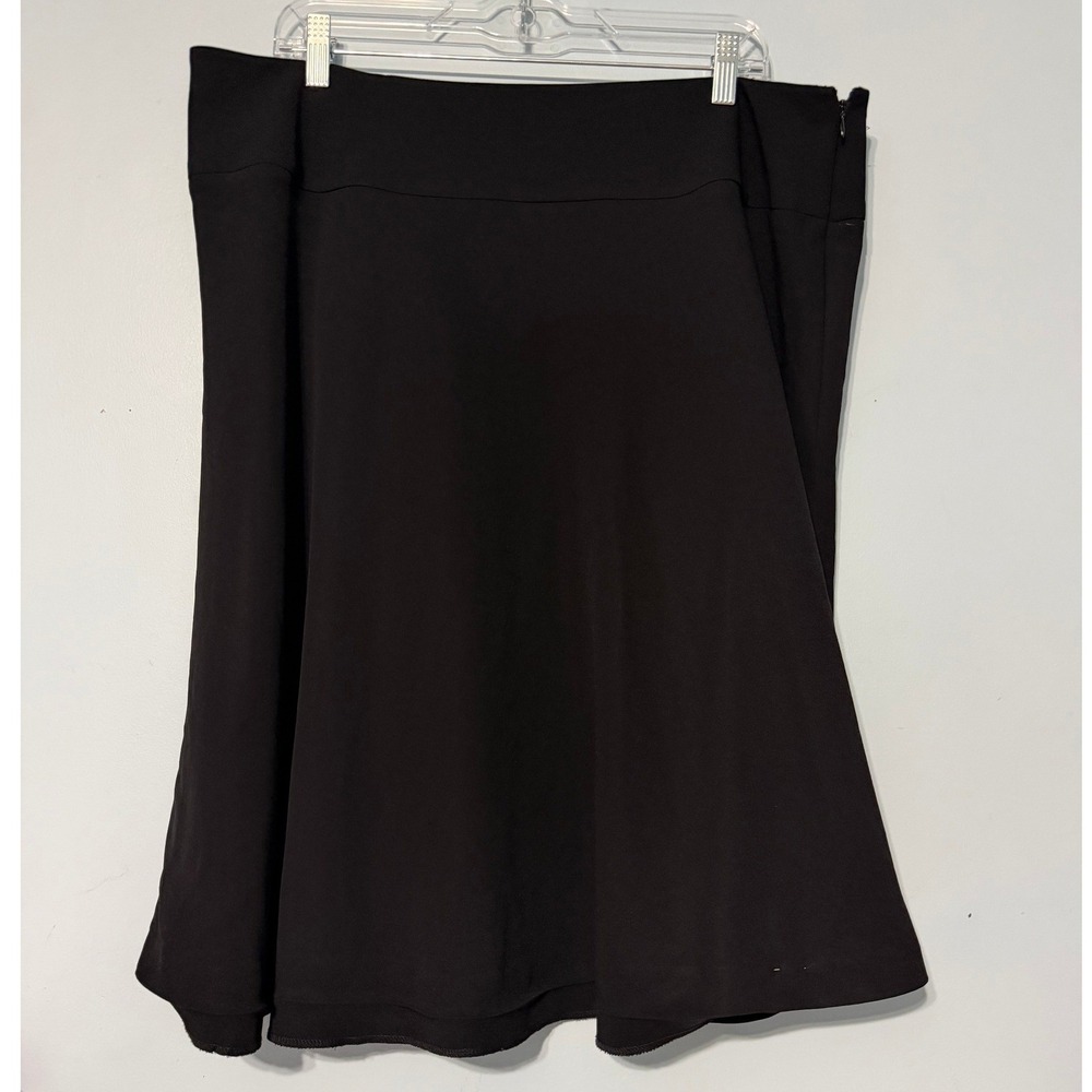 Calvin Klein 16W Black A-Line Midi Skirt Side Zip Triacetate Blend 2299